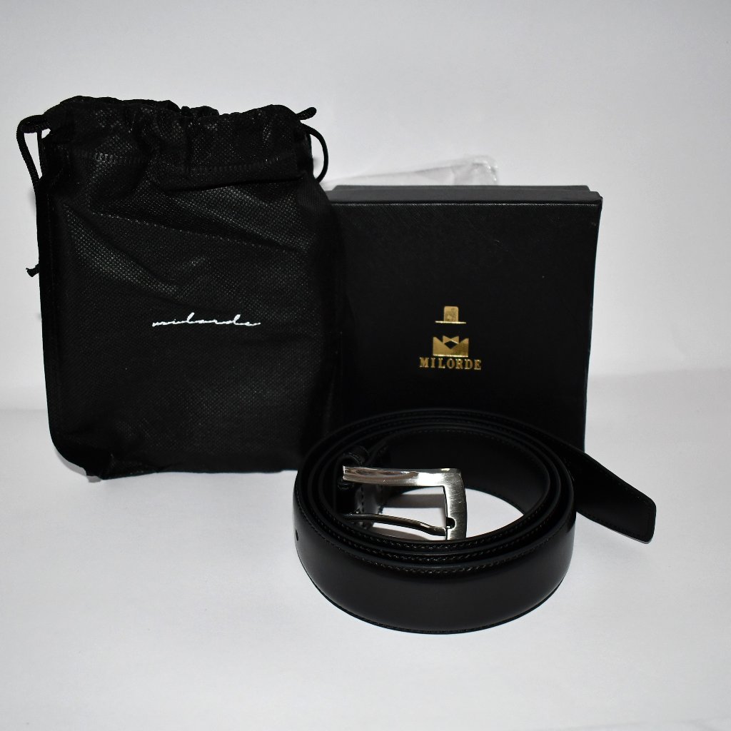 Milorde Men's Genuine Leather Dress Belt In Classic Black Size: 42 (Waist 40-41)